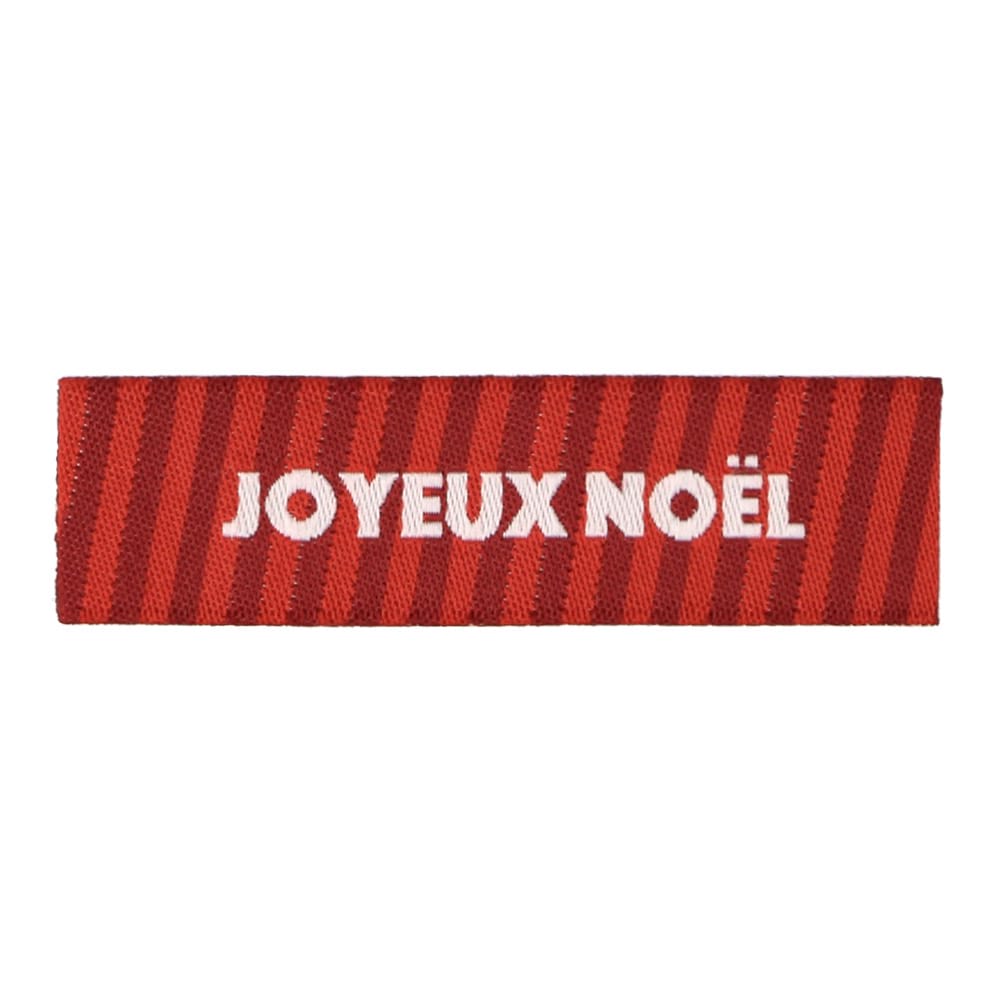 Étiquettes Tissées Noël - Rayure Rouge